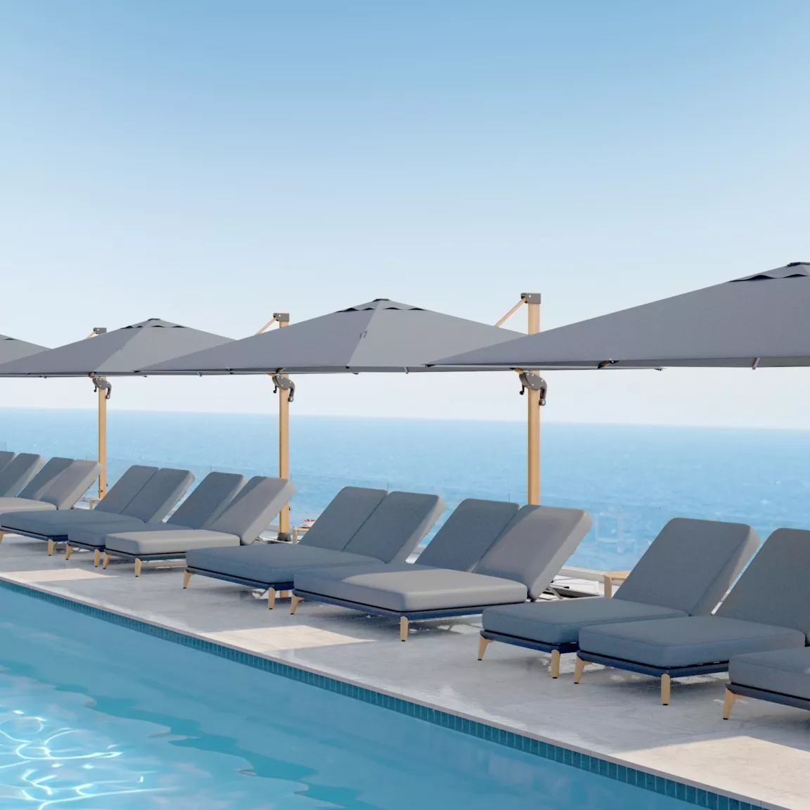 Parasol déporté rectangulaire aluminium (4 x 3 m) Yucatan effet Bois et gris anthracite