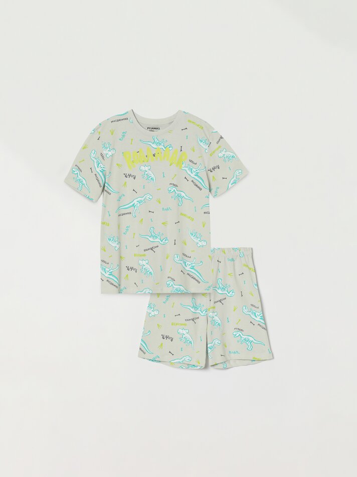 Conjunto de pijama estampado - Cinza claro