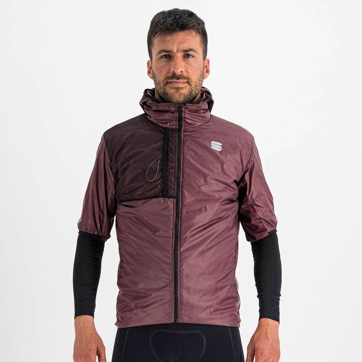 Sportful Supergiara Puffy Fietsjack Korte Mouwen Donkerrood Heren