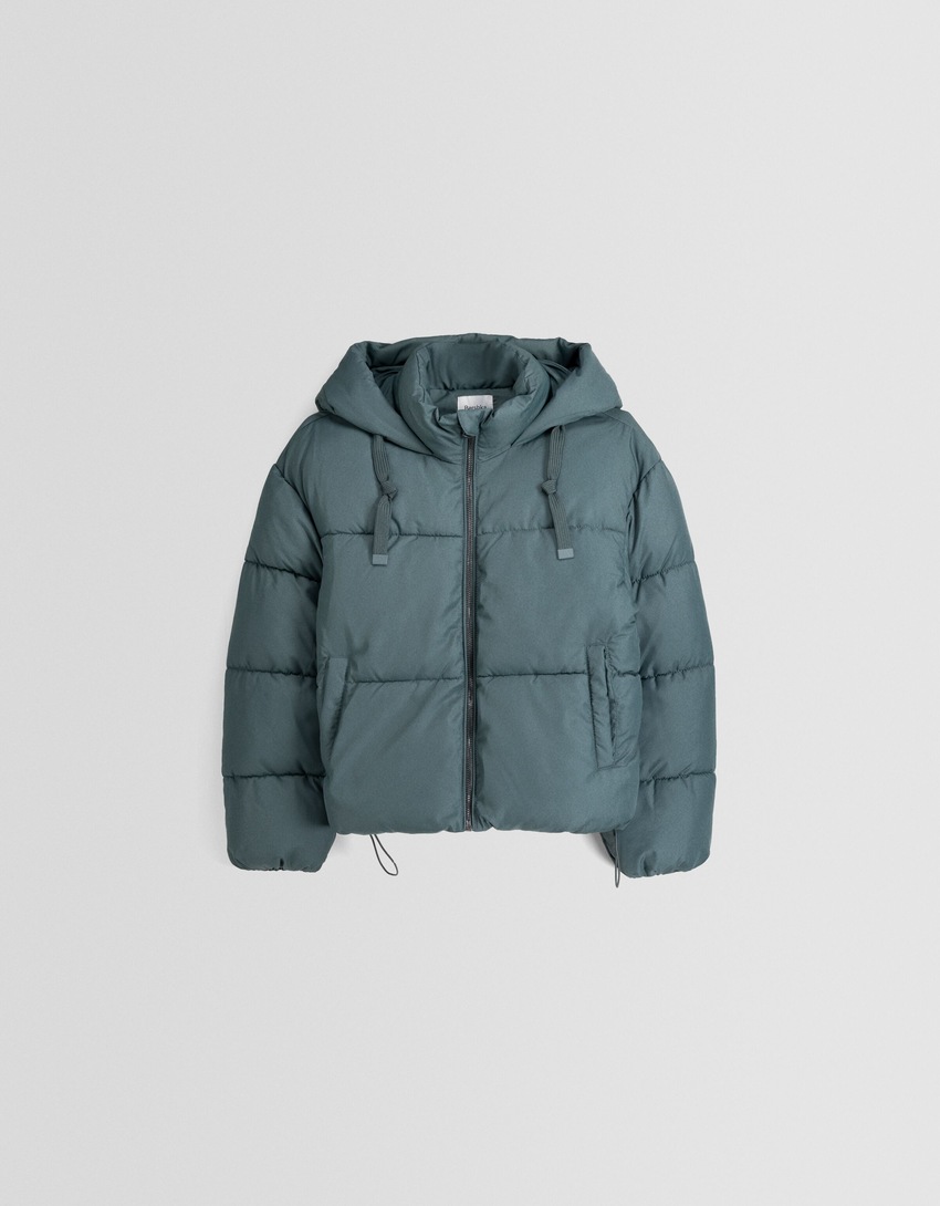 Jaqueta puffer oversized com capuz