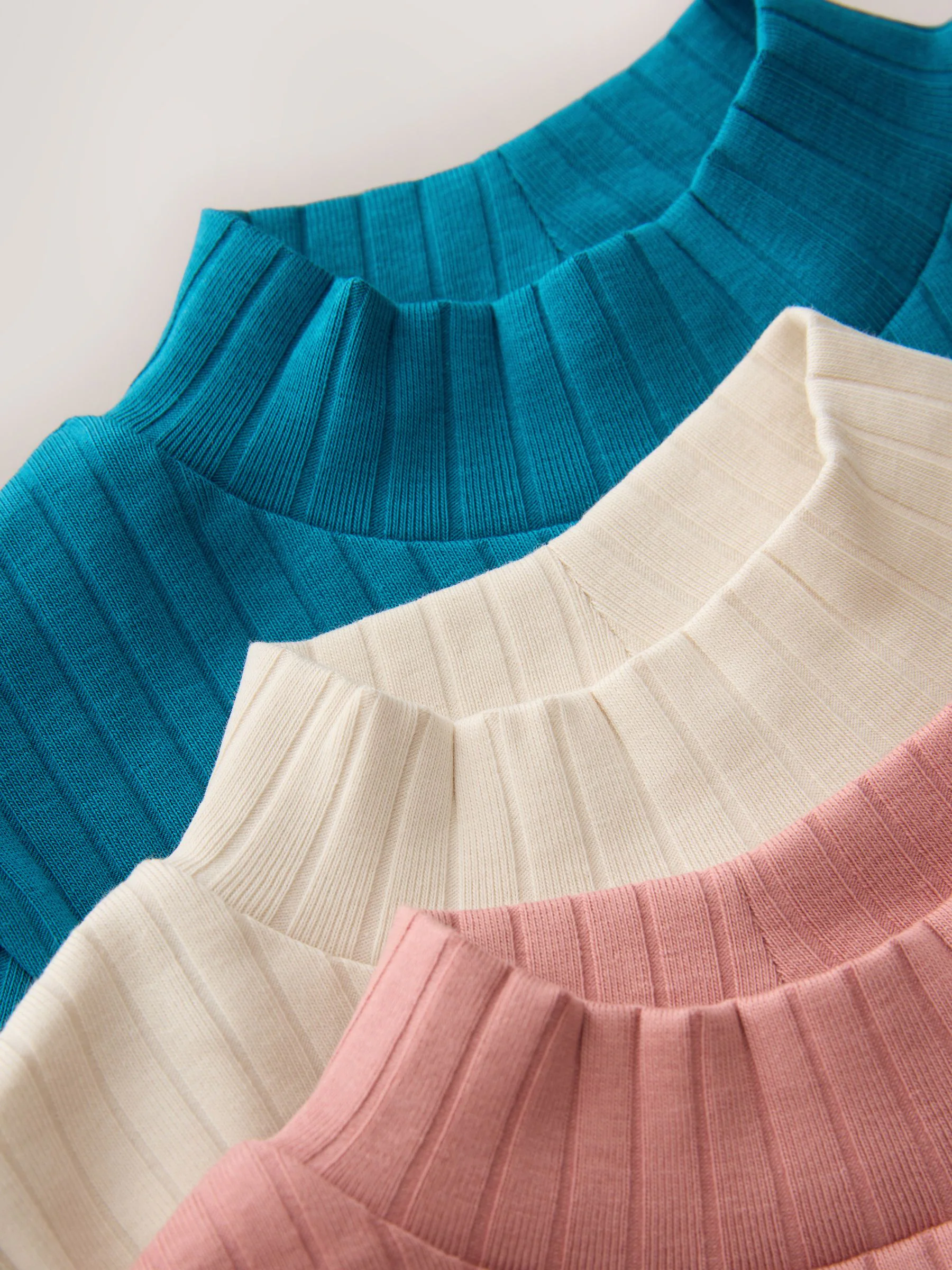 Multi Plain - High Neck Ribbed Tops 3 Pack (3-16yrs)