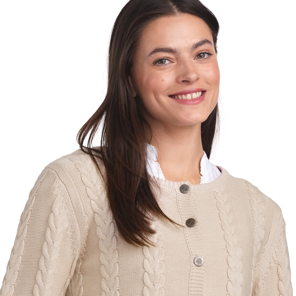 Gina Benotti Damen Strickjacke in Flecht-Struktur cremeweiss