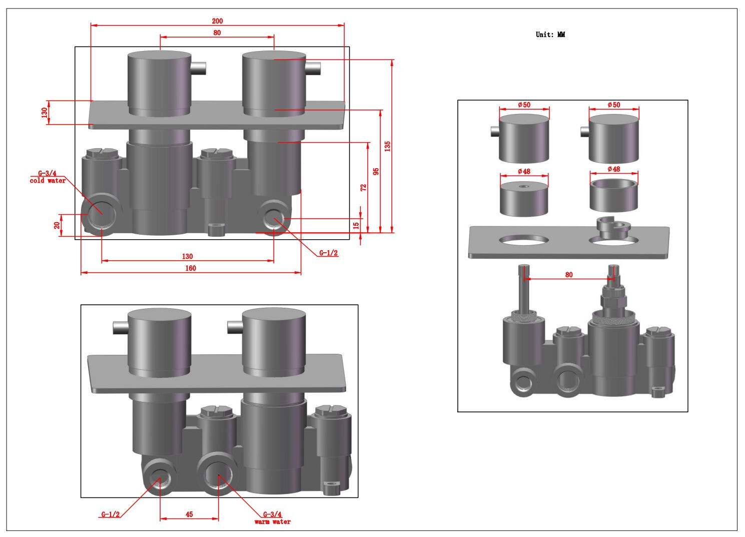Saniclear Cube Pro inbouw regendouche met inbouw douchekop 30x30cm, glijstang en staafhanddouche chroom