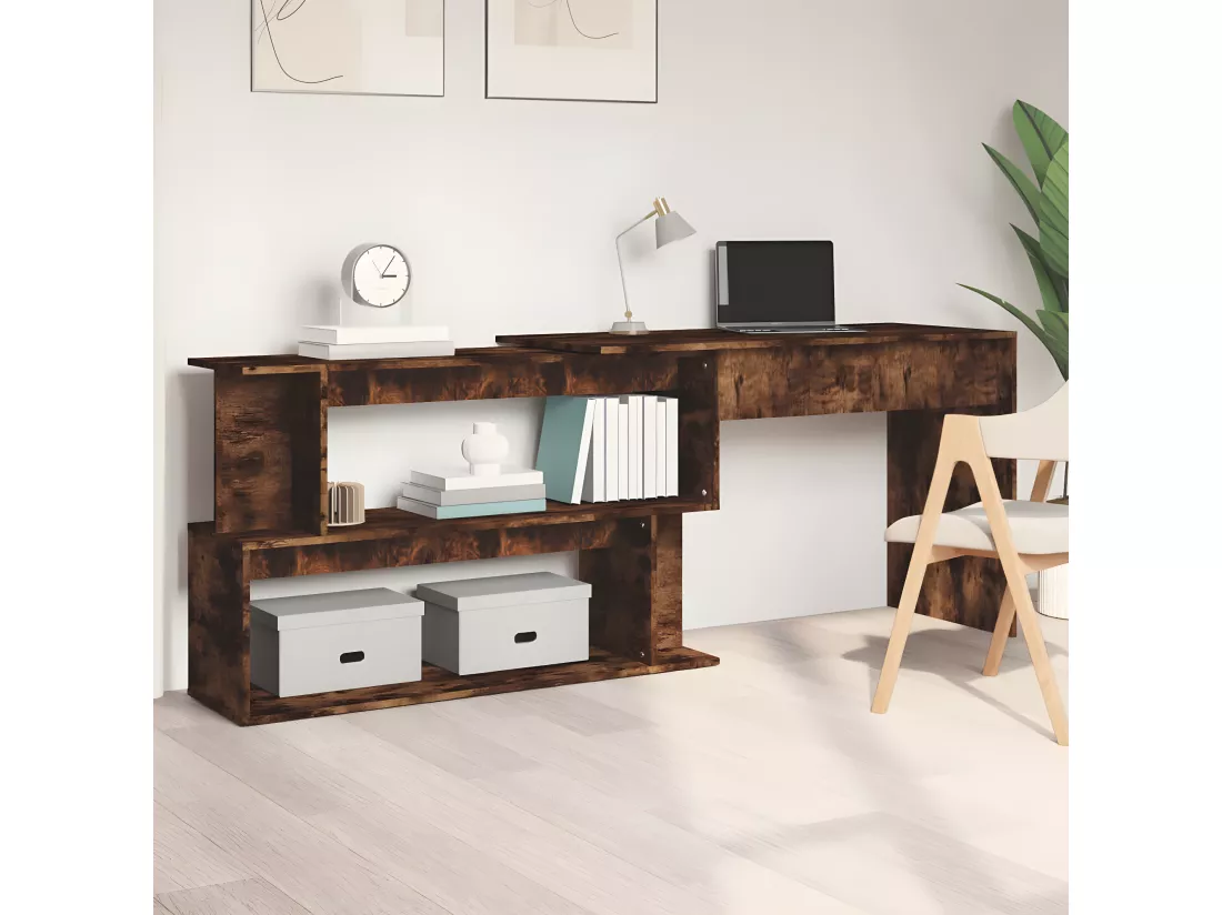 Bureau d'angle Chêne fumé 200x50x76 cm Bois d'ingénierie