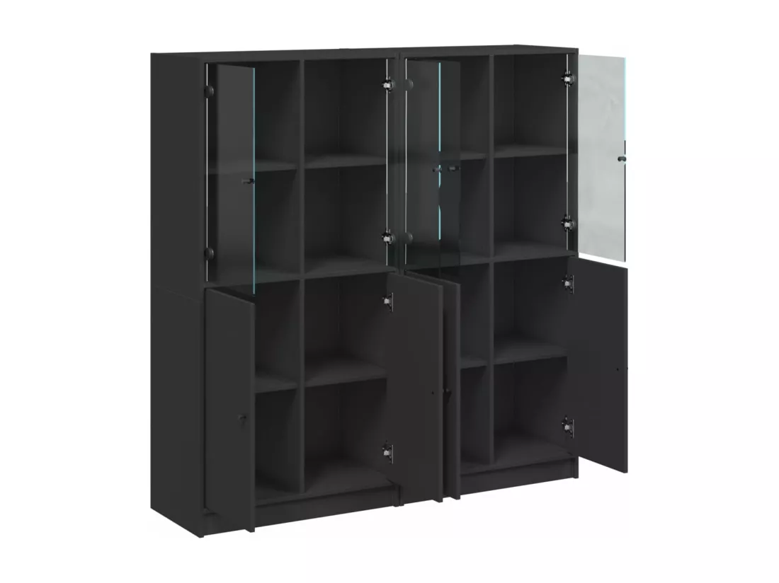 Bibliothèque avec portes noir 136x37x142 cm bois d'ingénierie