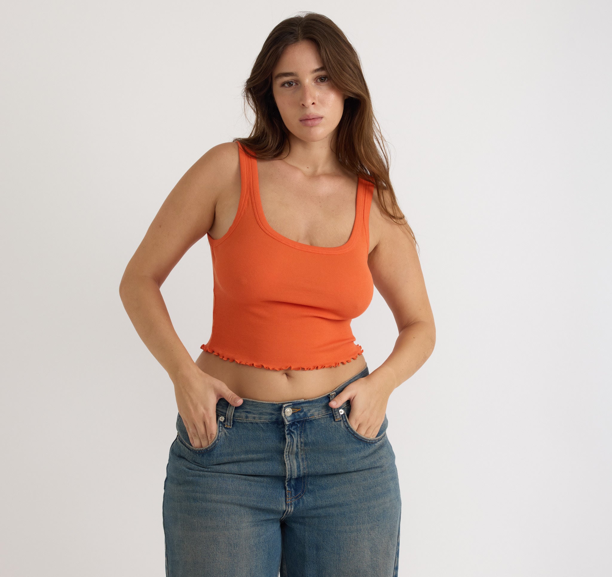 ORGANIC COTTON<br>Core Rib Crop Tank Top