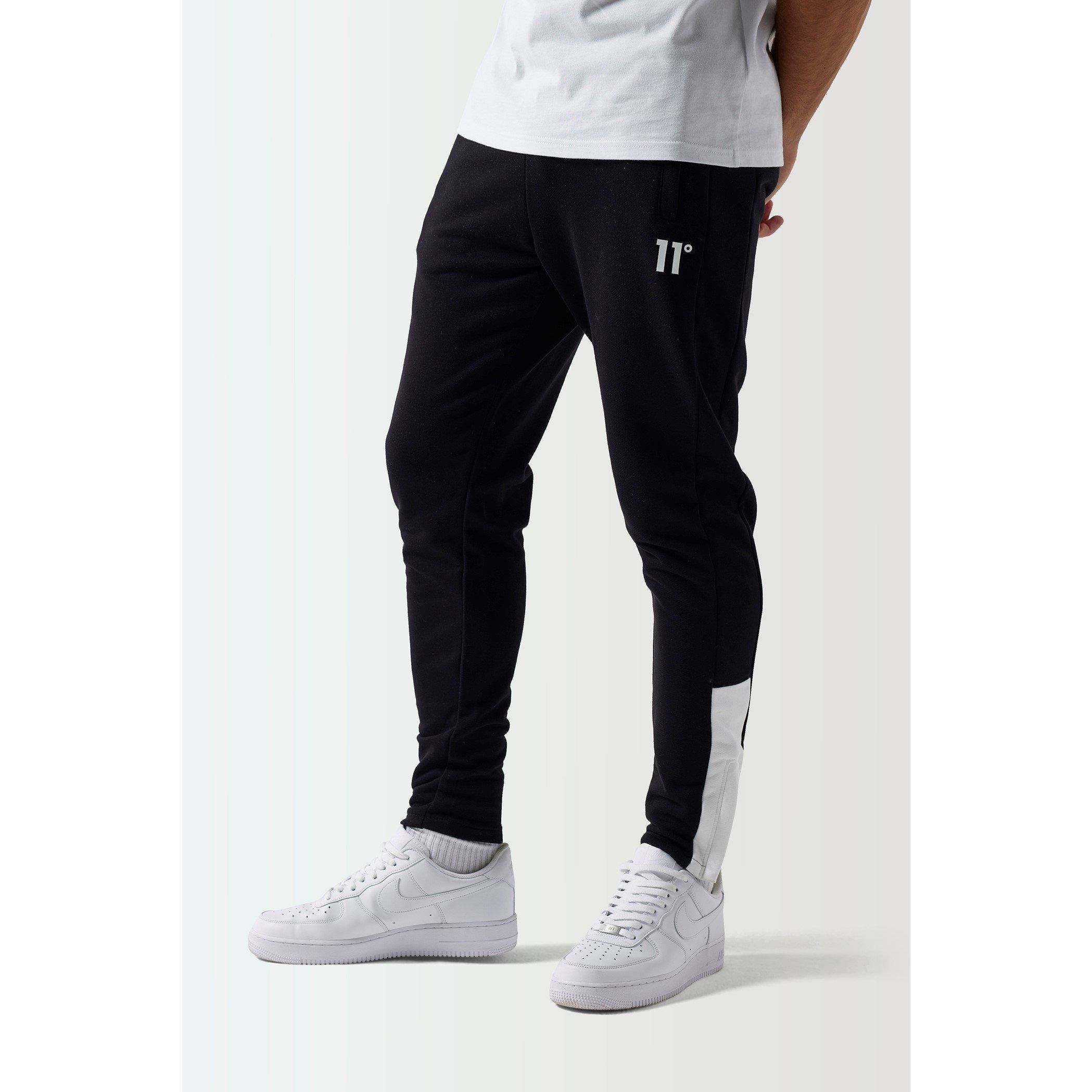 11 Degrees 11D Colour Block Slim Fit Joggers Black  White