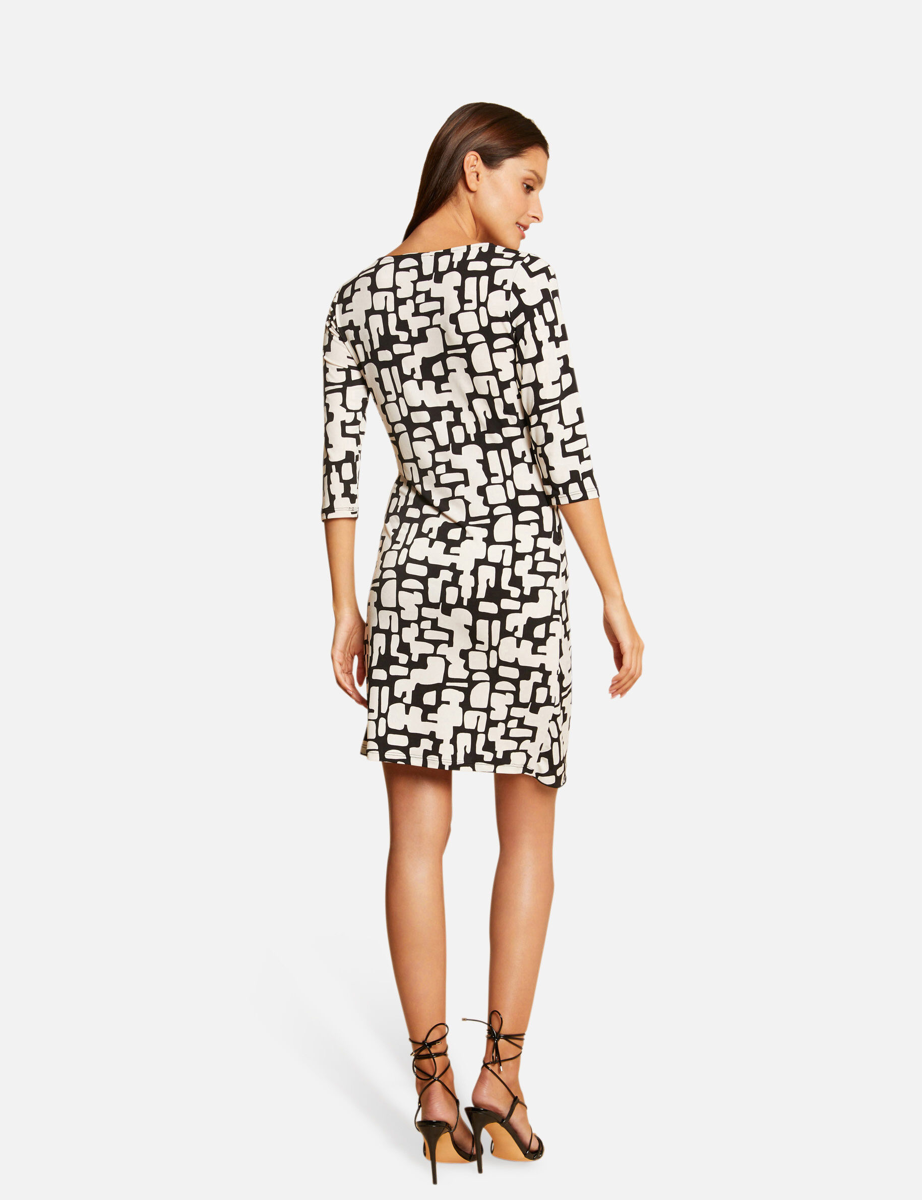 Robe ajustée drapée imprimée ecru femme - ecru