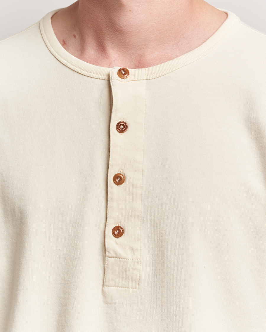 Nudie Jeans Long Sleeved Henley Ecru