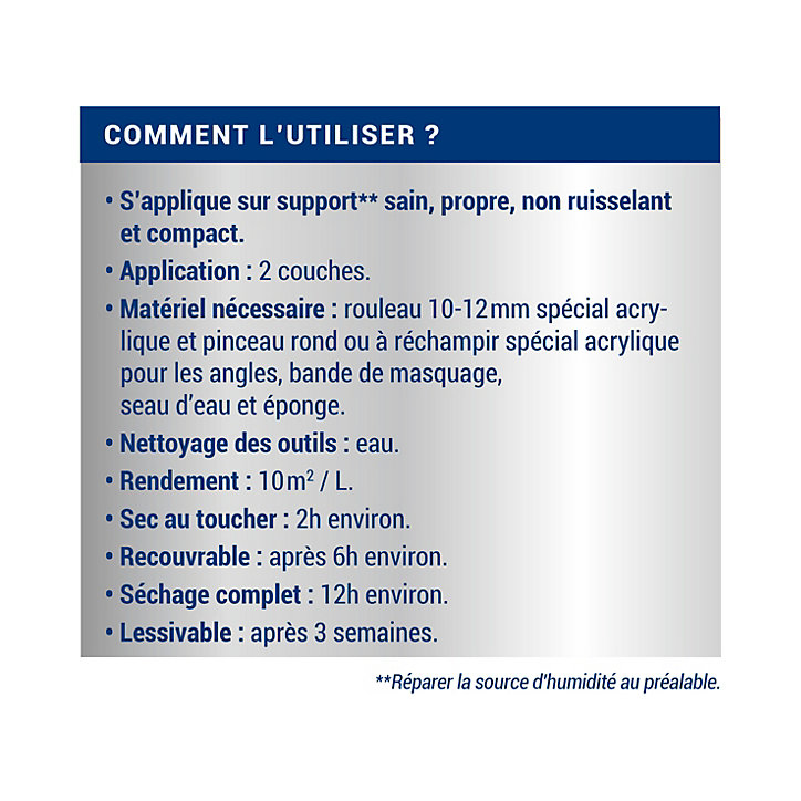 Peinture anti-humidité intérieur satin lin Ripolin 0,75L