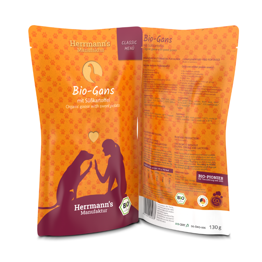 Ganso orgânico clássico com batata-doce 12 x 130g