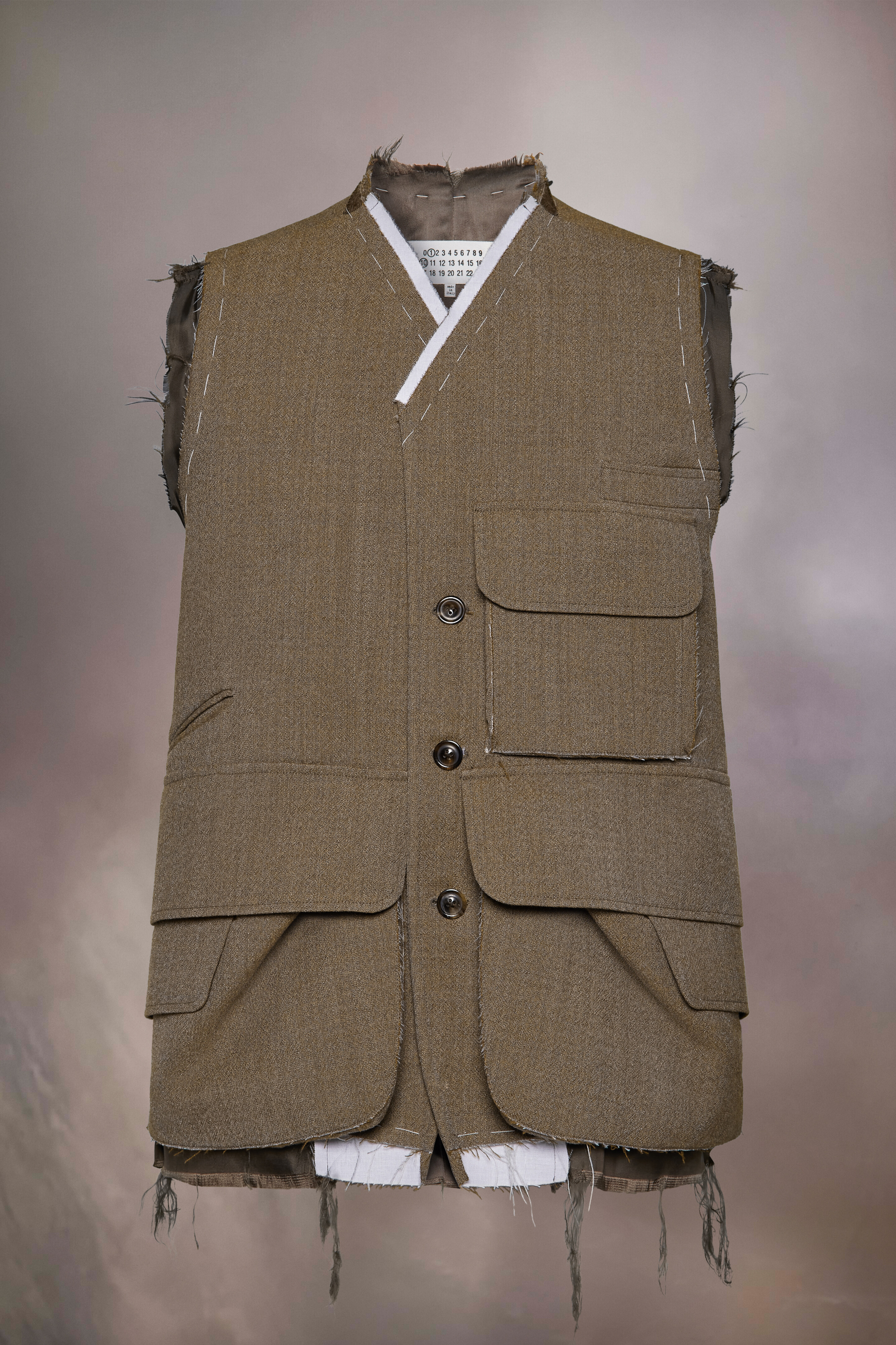 Veste en laine sans manches Olive