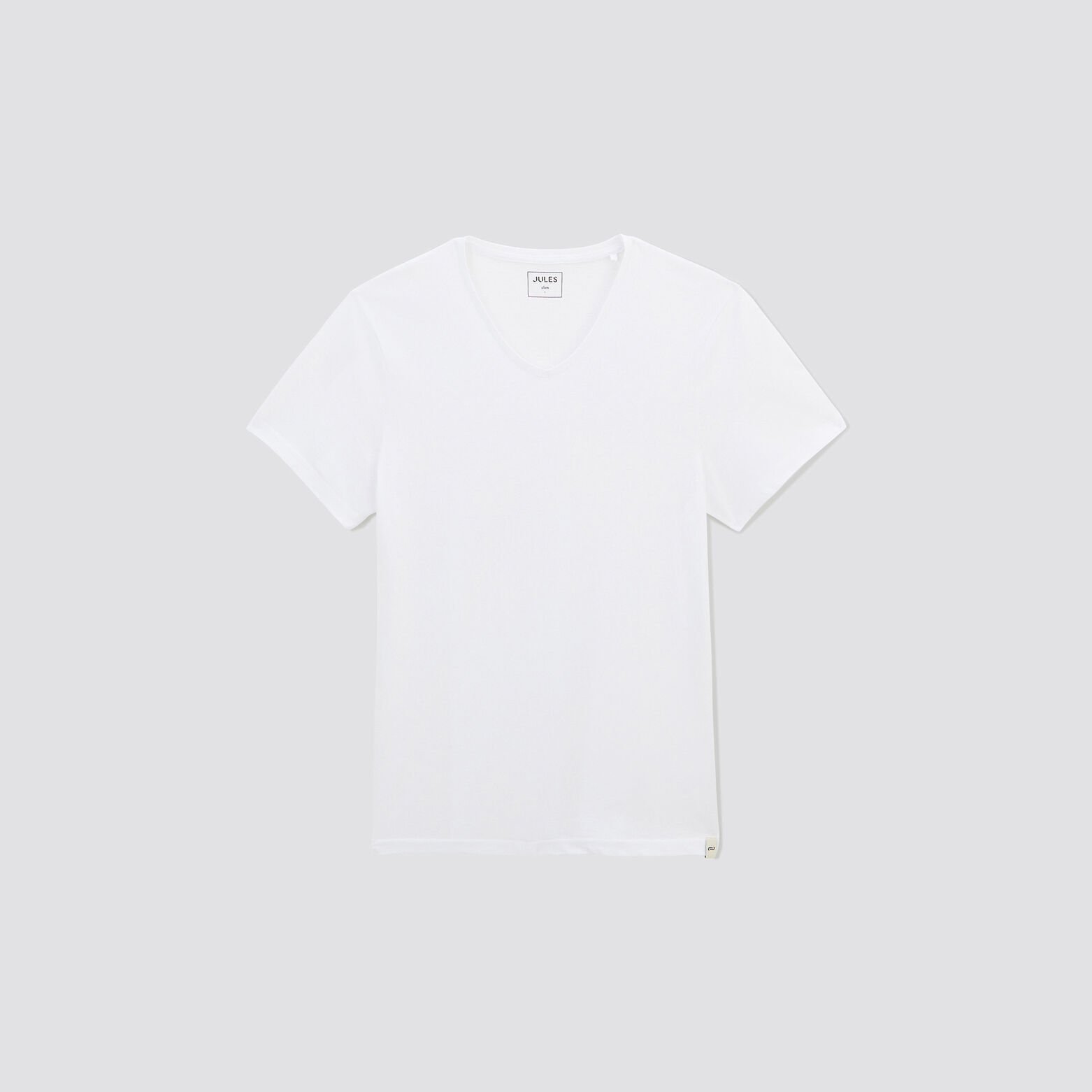 Tee shirt basique col V coton issu de l'agri biolo Blanc