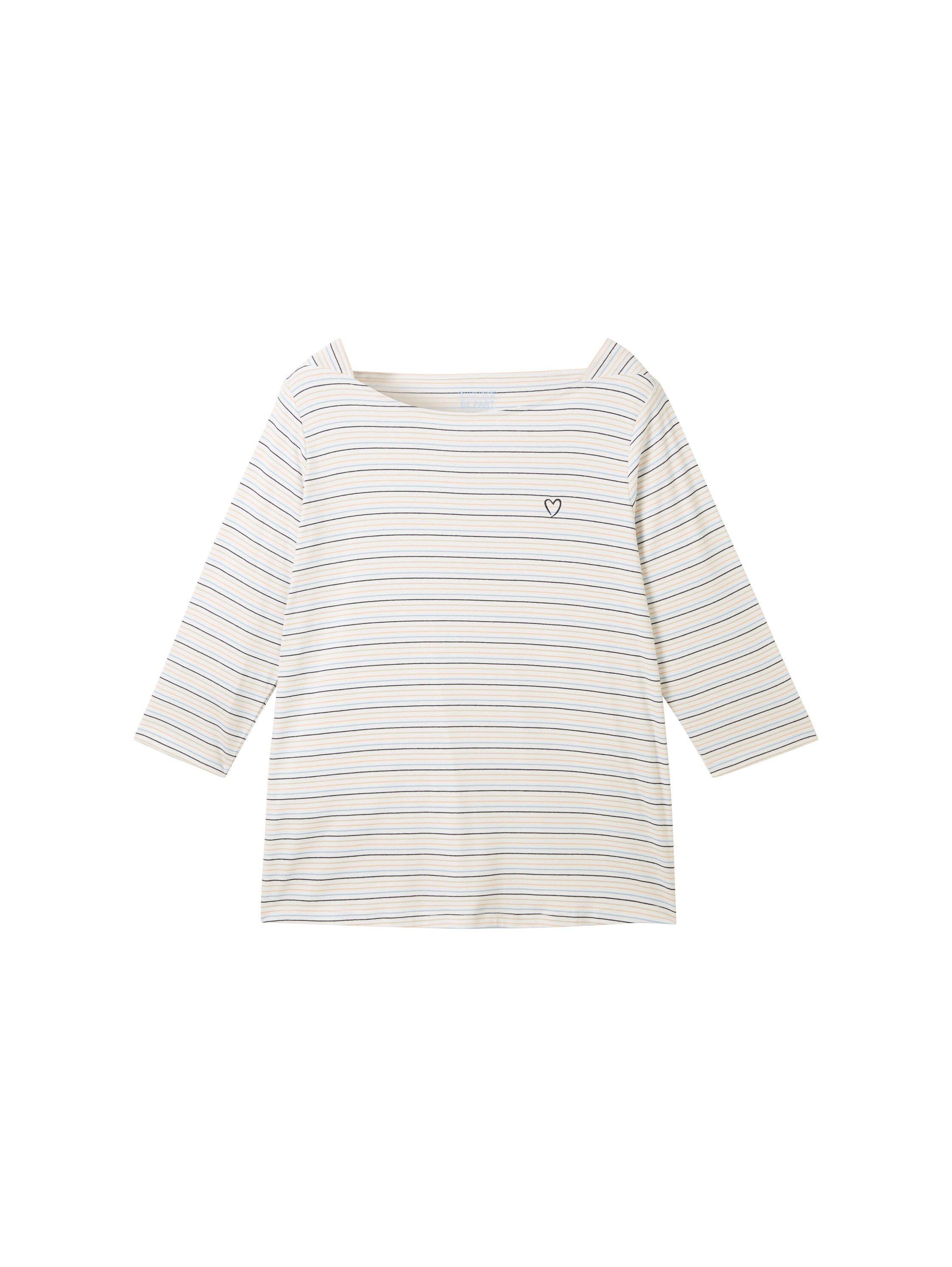 Ringelshirt mit U-Boot-Ausschnitt und 3/4-Arm