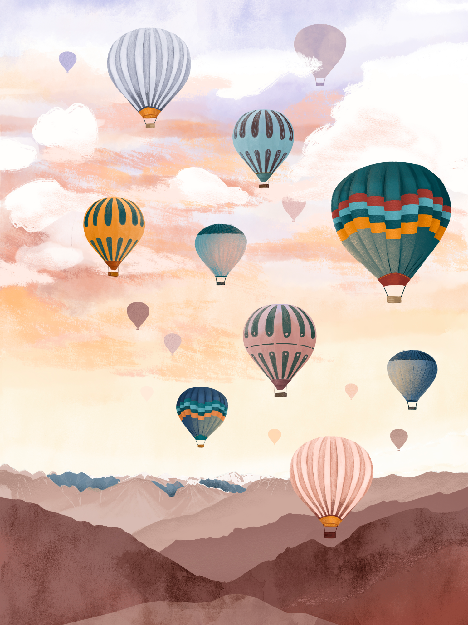 Poster Airballoon sky 30 x 40 cm