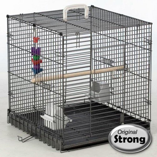 Gaiola de viagem Silverstone Grey com alça para pássaros