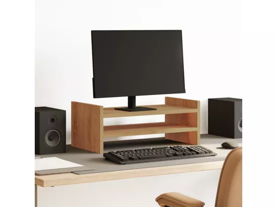 Support de moniteur chêne artisanal 50x27x20 cm bois ingénierie