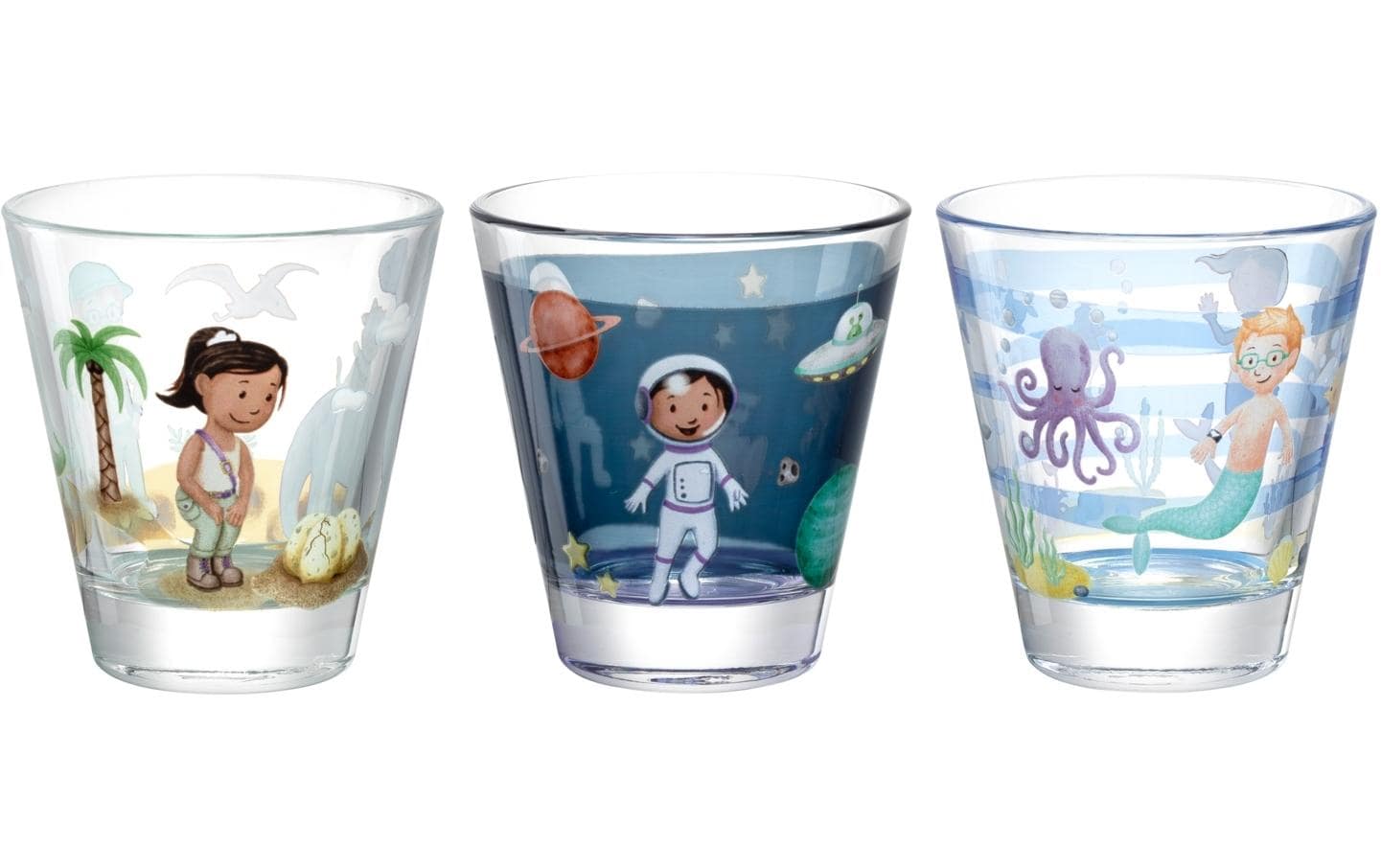 Kindertrinkglas Avventura 215 ml, 6 Stück, AssortiertTrinkglas-Set für Kinder
