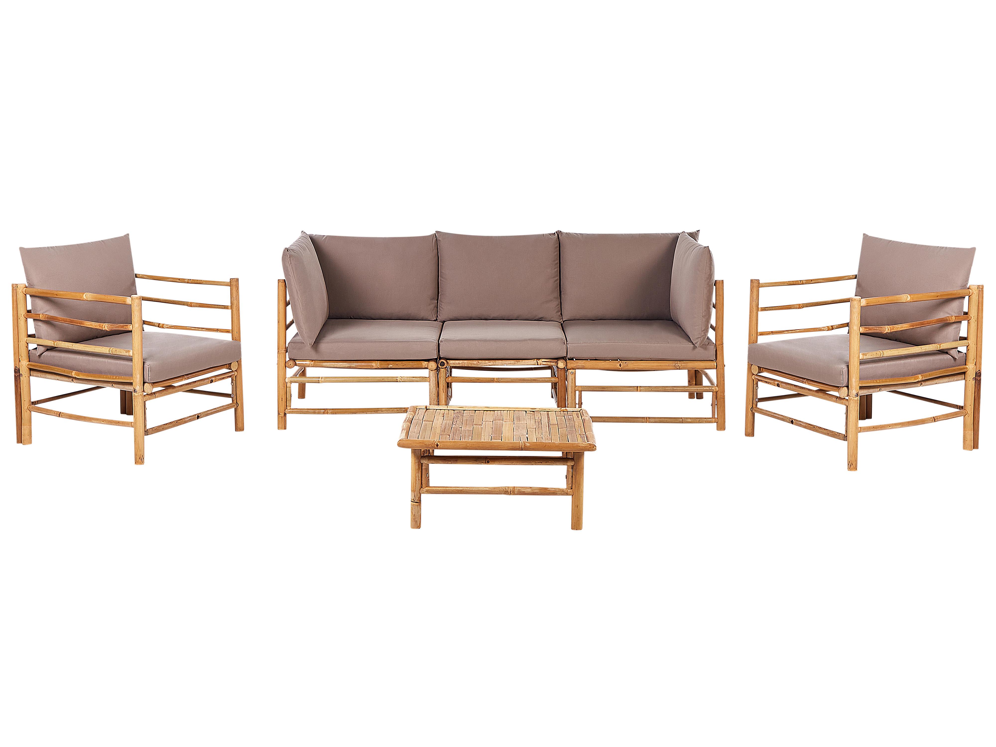 Loungeset met tafel 5-zits CERRETO Bamboehout Taupe