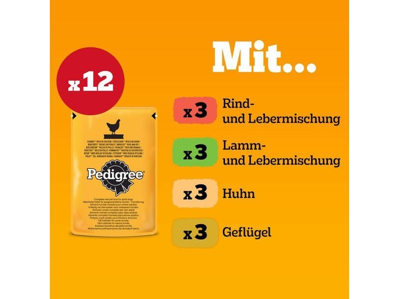 Pedigree Nassfutter Senior in Gelee, 12 x 100 g Ausgewogene Mahlzeiten für ältere Hunde