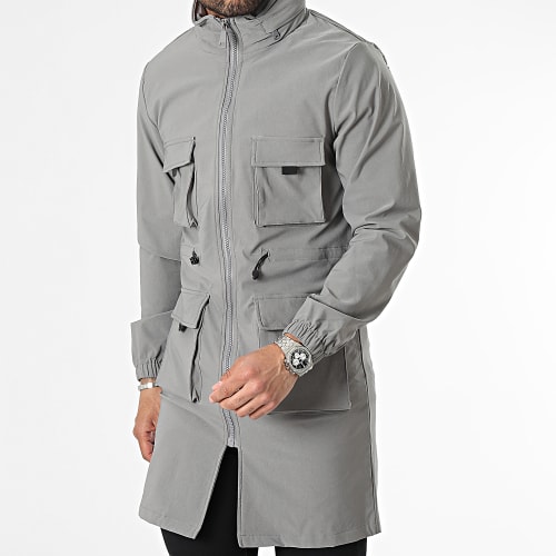 Veste Zippée Longue Gris
