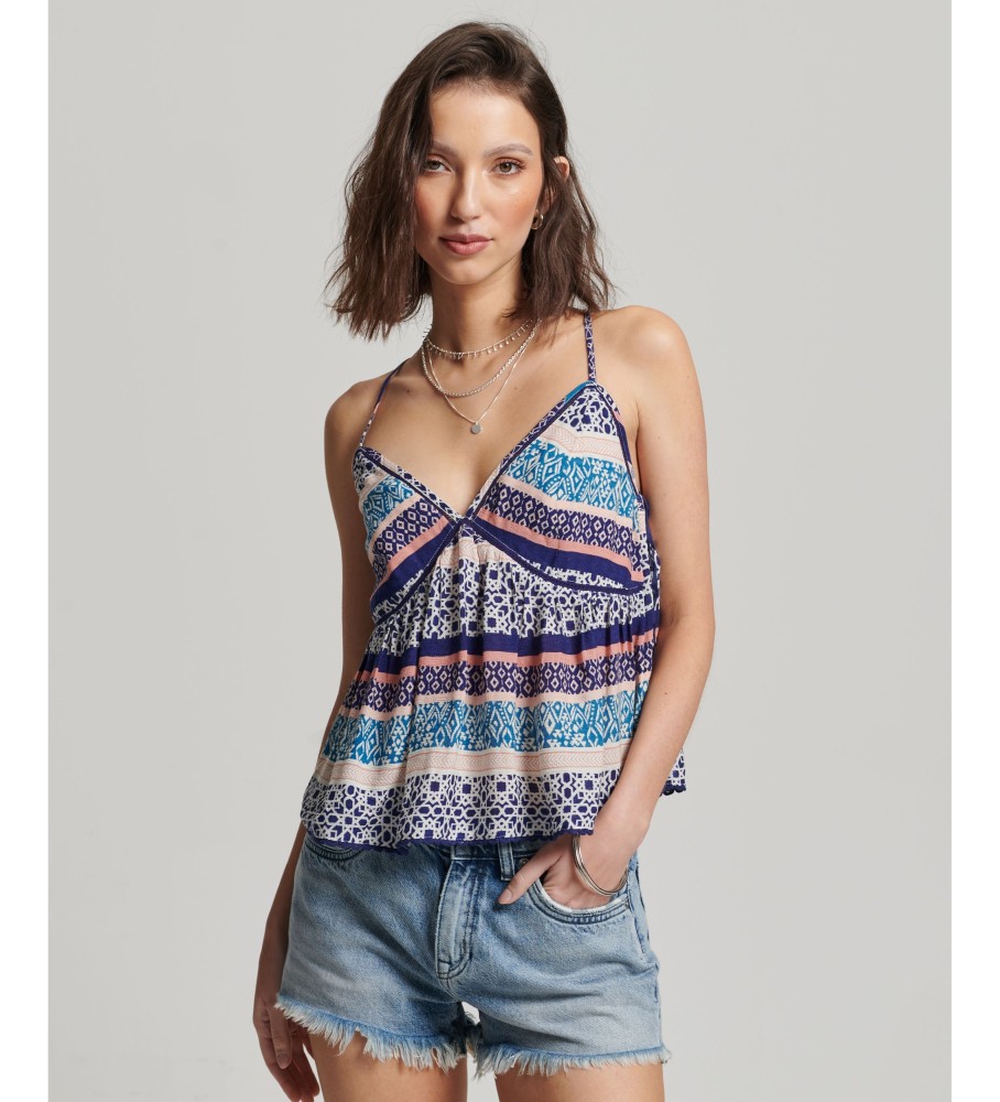 Regata Superdry Vintage Logo com Babados Azul