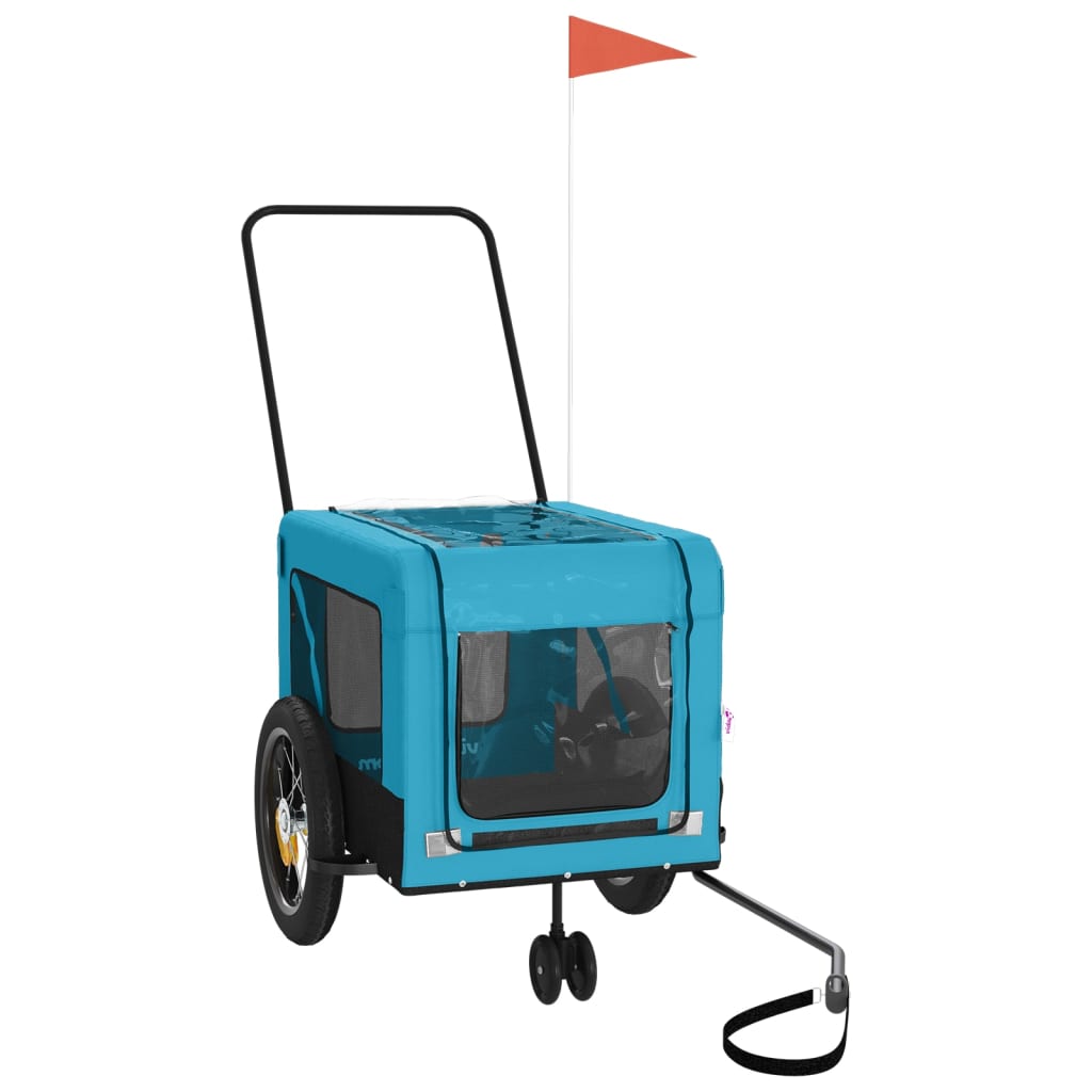 vidaXL Pet Bike Trailer Iron Oxford Cloth Azul Cinza
