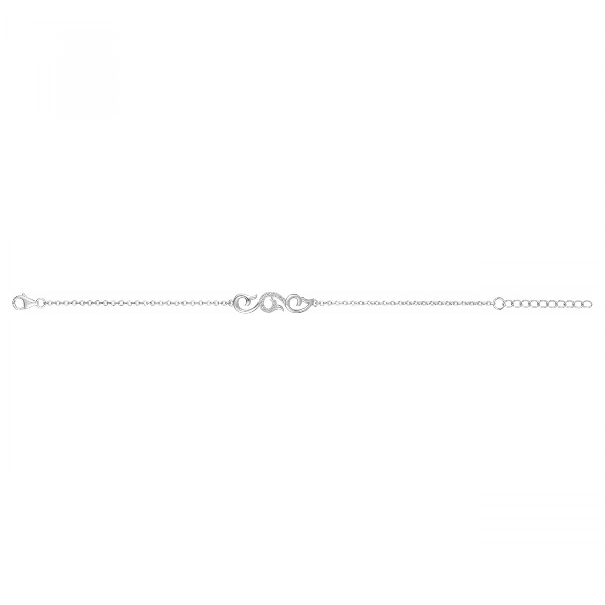 Bracelet souple mono-motif en Argent avec oxyde de zirconium blanc