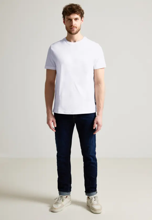 Basic T-Shirt in Unifarbe - White