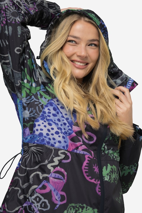 Funktions-Regenmantel, Kapuze, verdeckter Zipper