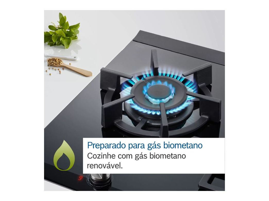 PLACA A GÁS BOSCH PNP6B6B90 4 QUEIMADORES 60CM PRETO