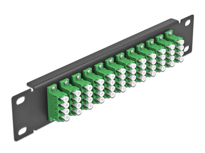 Delock Verteilerplatte 10″ LWL Patchpanel 12 Port LC Quad s 10″ LWL Patchpanel 12 Port LC Quad grün 1 HE schwarz