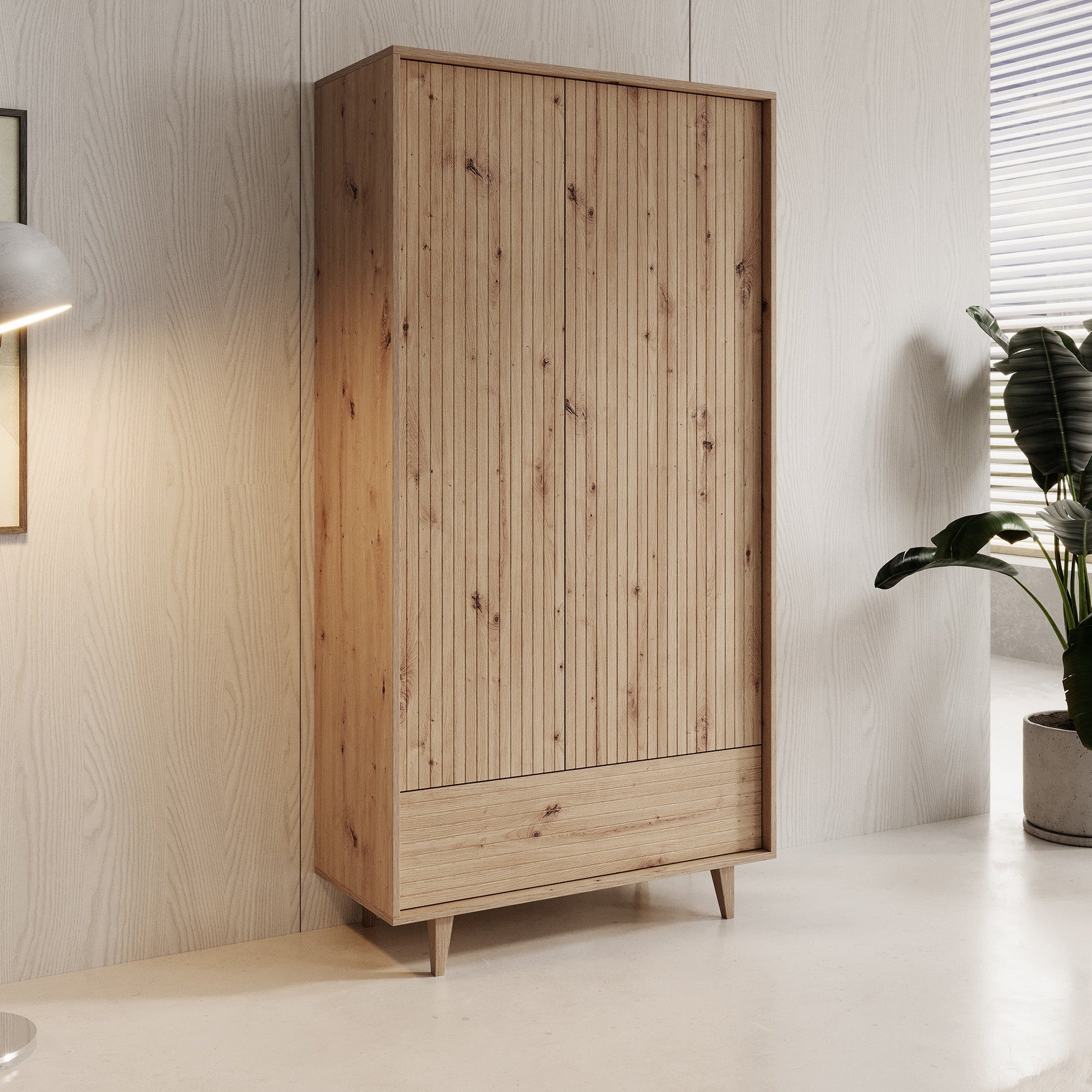 Fuzeta - Kledingkast 2-deurs - Eiken - 92x40x180 cm