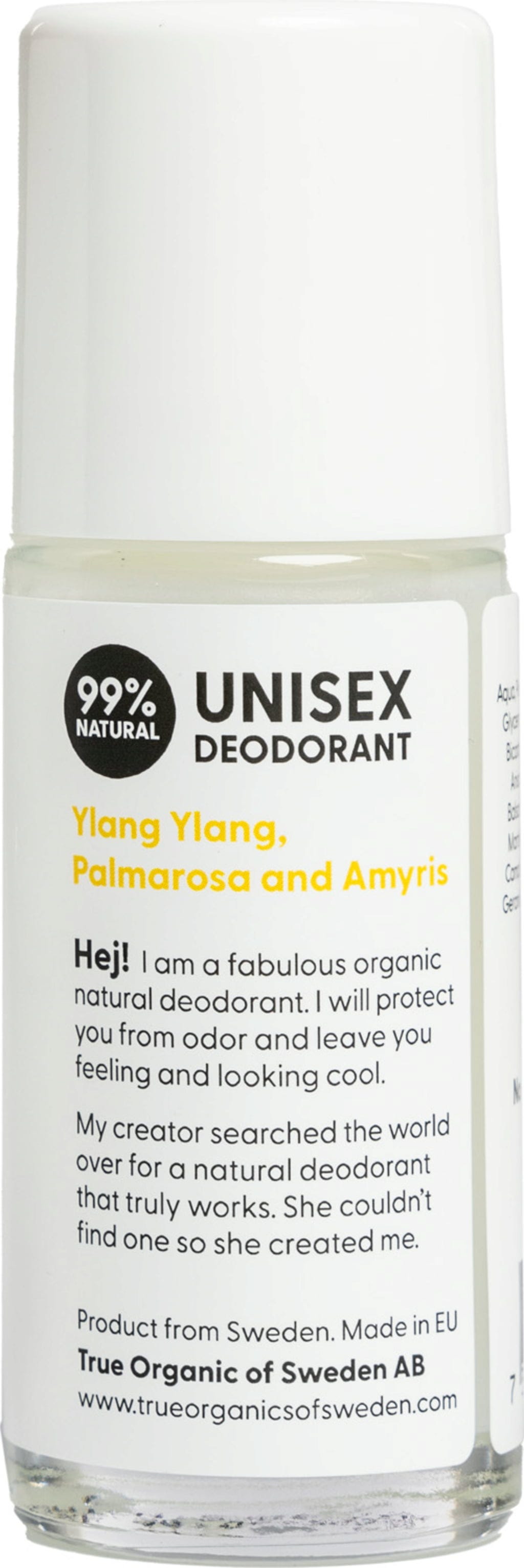 True Organic of Sweden  Undercover Agent Natural Deodorant Ylang-Ylang, Palmarosa & Amyris, 50 ml