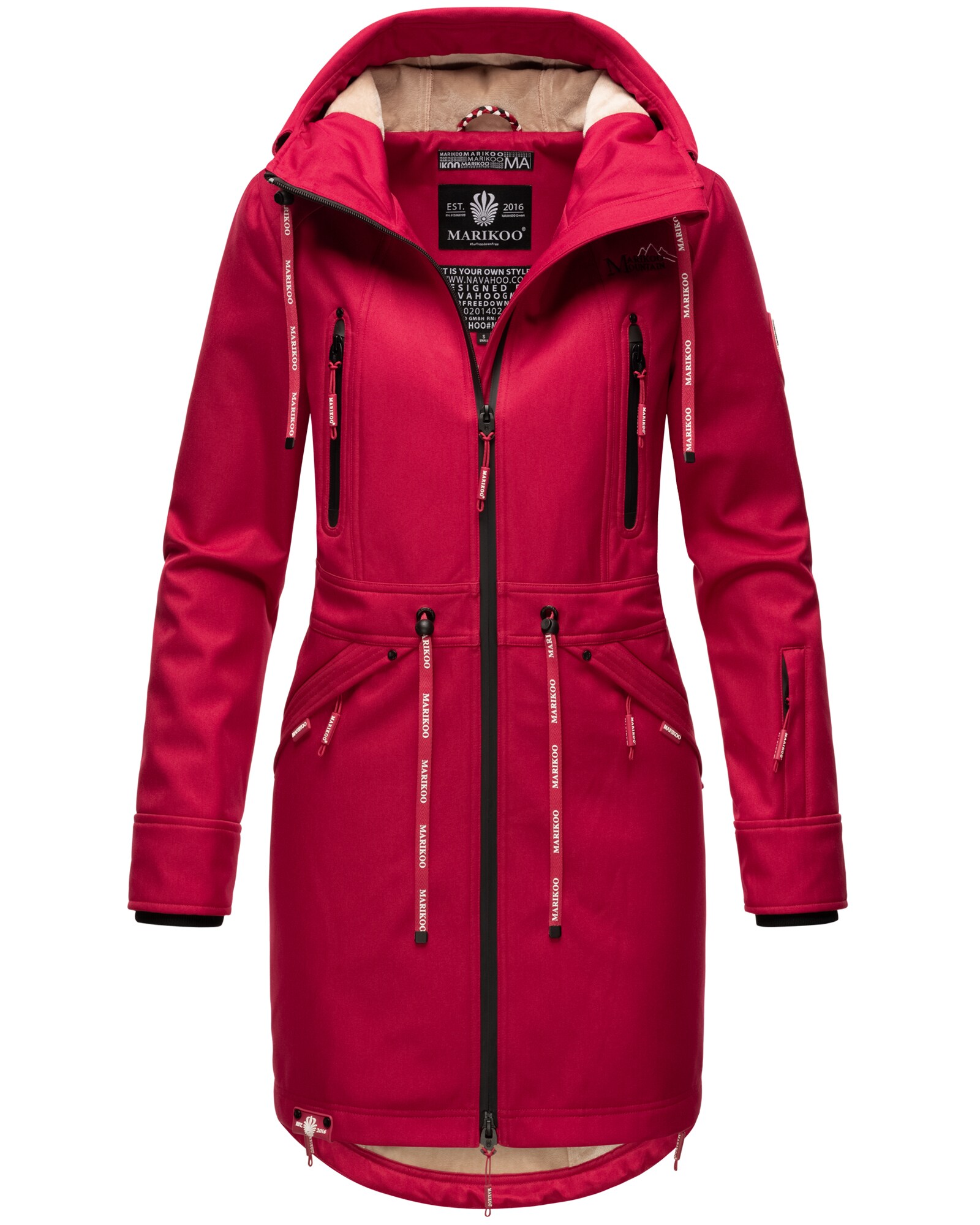 MARIKOO Damen Softshelljacke Funktionsjacke mit warmen Teddyfleece & Kapuze Racquellee