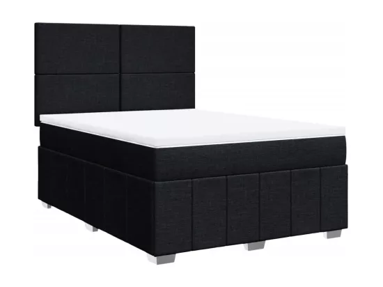 Sommier à lattes de lit avec matelas Noir 140x190 cm Tissu
