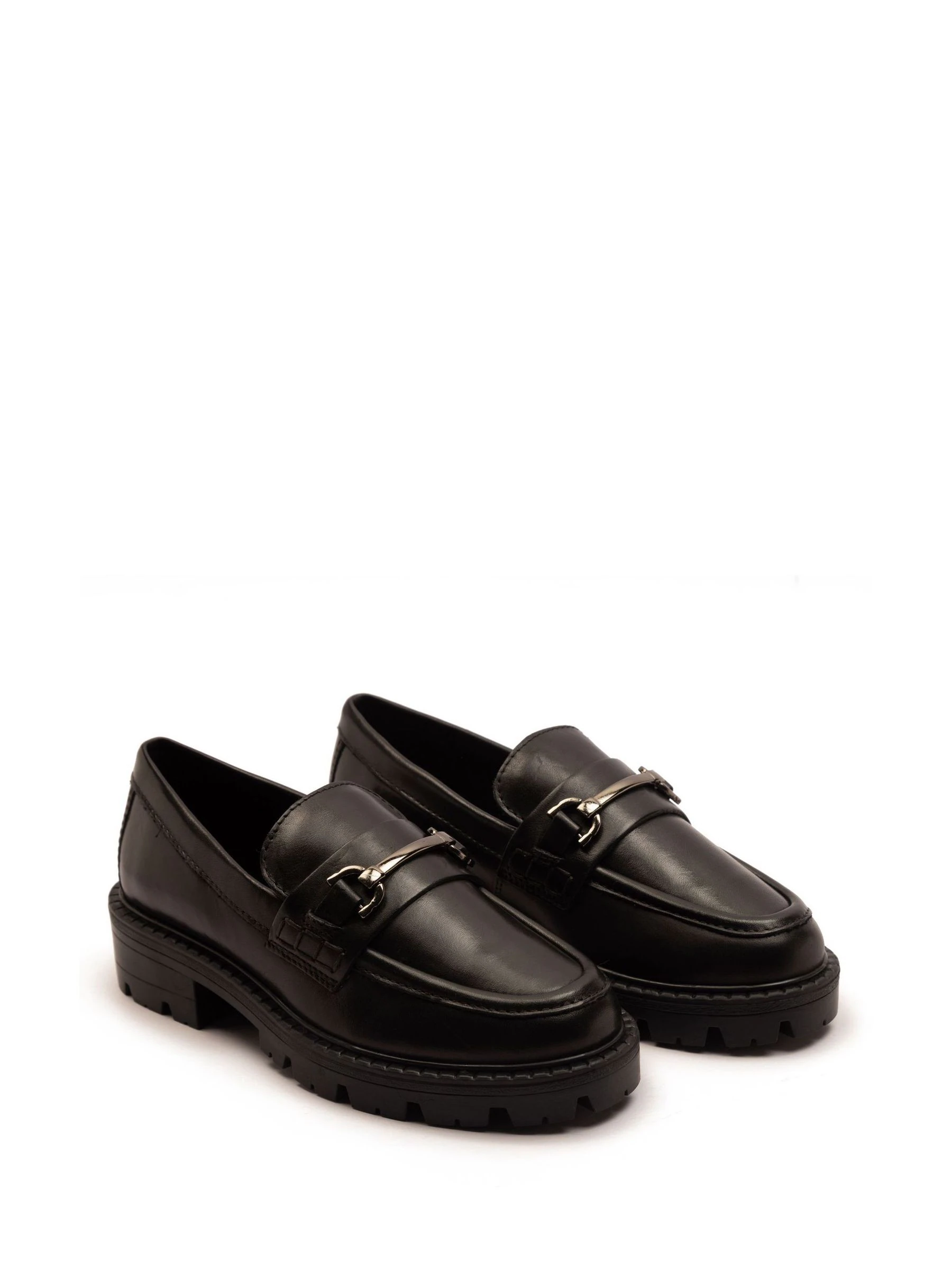 Off The Hook Lara Leather Metallic Detail Chunky Sole Loafers