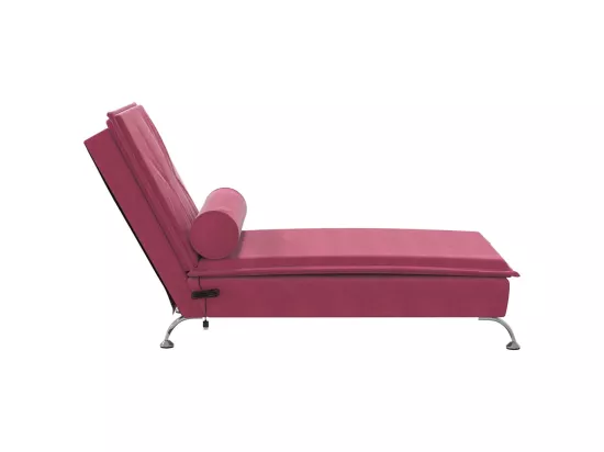 Chaise longue de massage avec traversin rouge bordeaux velours