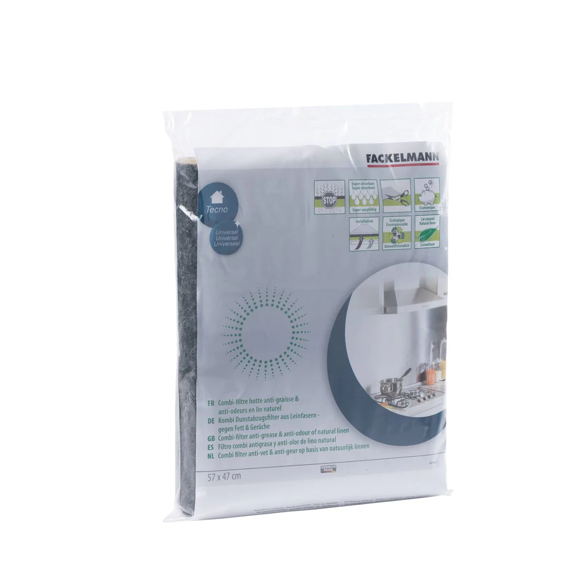 Filtre pour hotte lin naturel combiné charbon actif Fackelmann Accesso