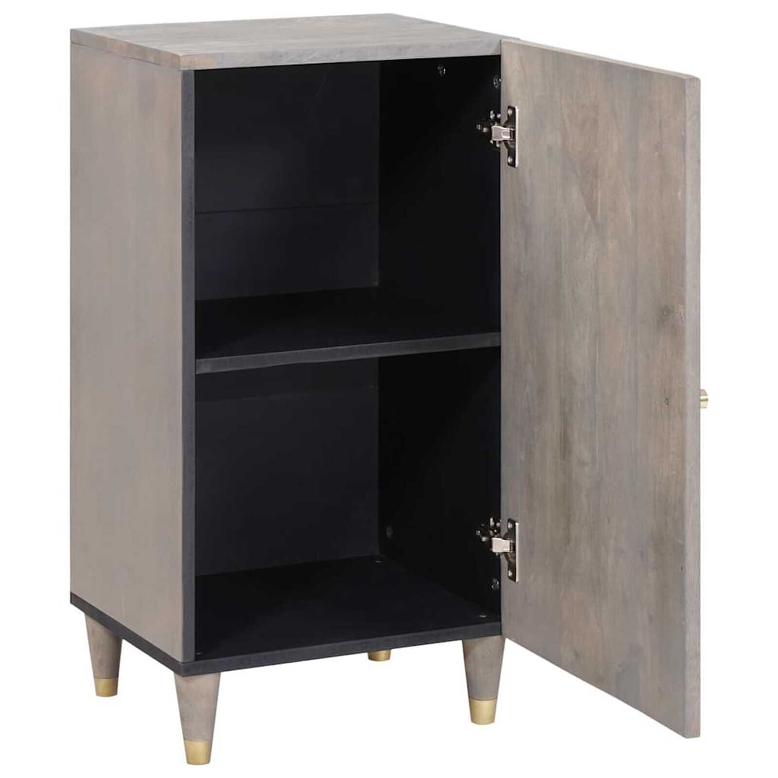 vidaXL Dressoir met plank grijs en goud 40 x 33,5 x 75 cm massief mangohout
