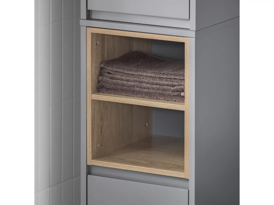 SoBuy BZR147-DG Meuble Colonne Armoire de Salle de Bain Étagère Étroite Meuble de Rangement Salle de Bain avec 2 Portes et 2 Compartiments, 30 x 30 x 170 cm, Gris