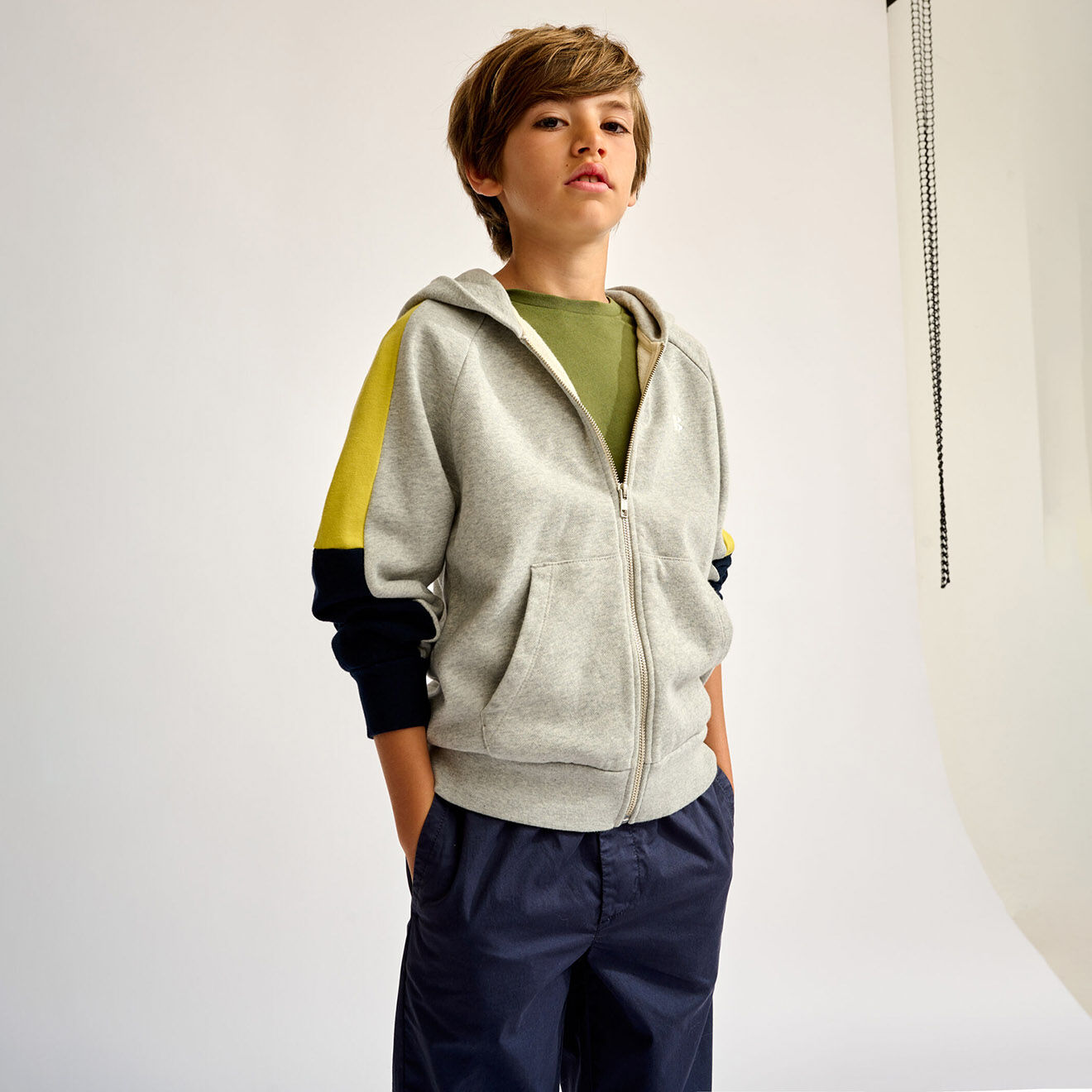 Bellerose Sweat à capuche zippé Foude gris clair