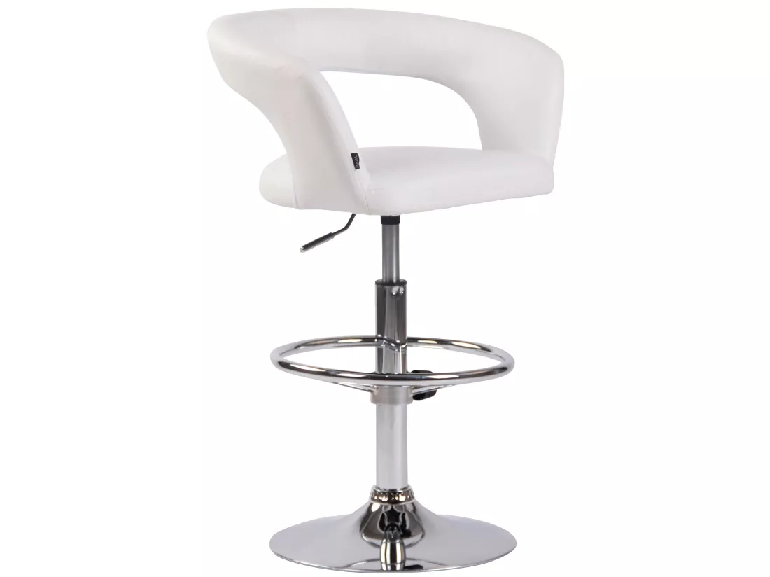 Tabouret de bar - Similicuir & Métal chromé - Blanc - Jaen