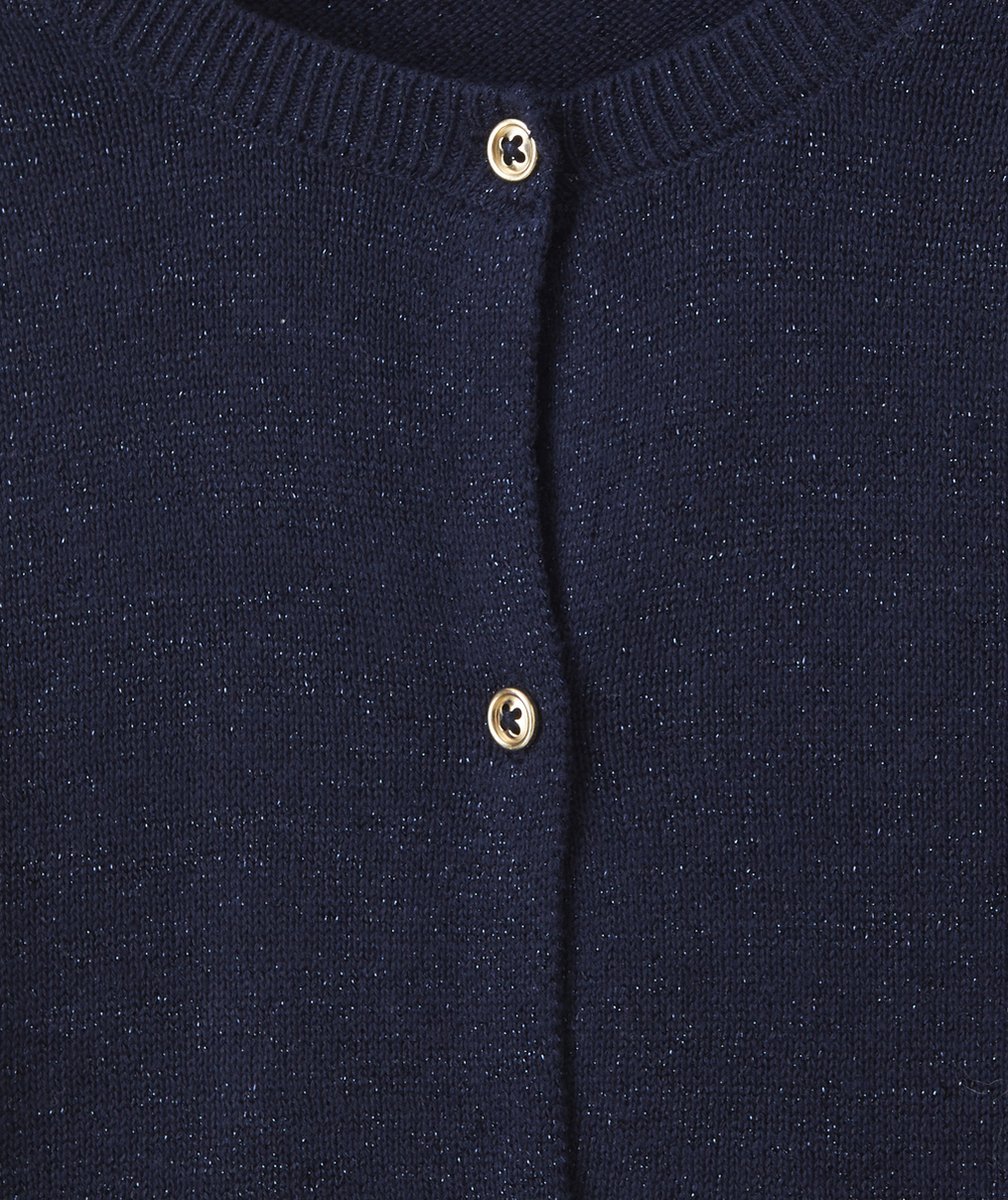 CARDIGAN MANCHES LONGUES FILLE BLEU MARINE AVEC DÉTAILS PAILLETÉS