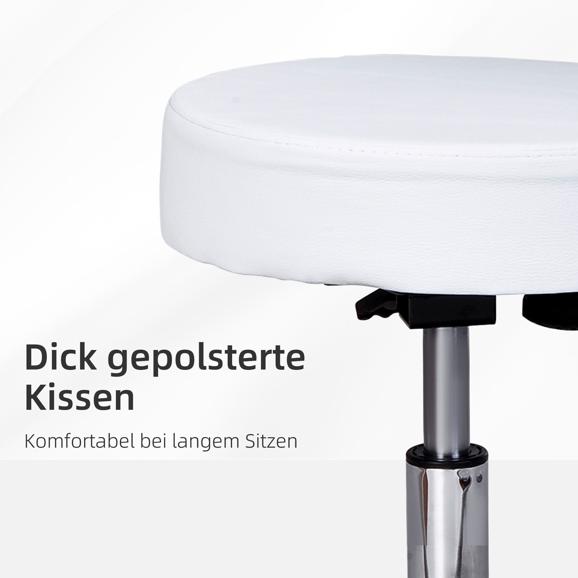 HOMCOM Rollhocker mit Lehne weiß 35 x (77-89) cm (ØxH)