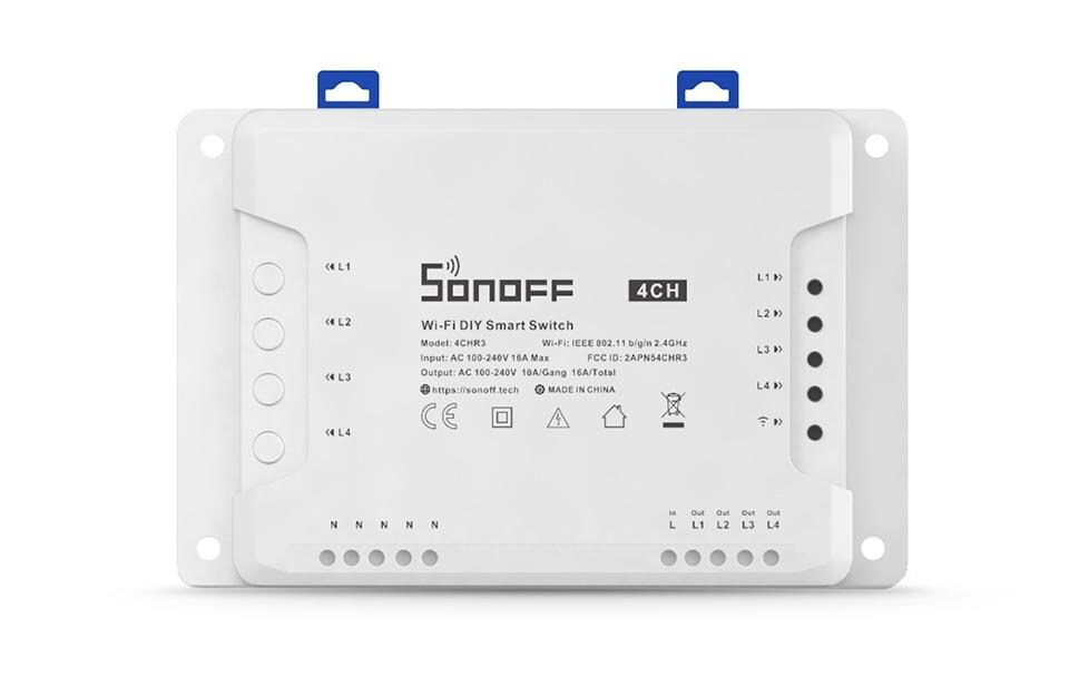 WLAN-Schaltaktor 4CHR3, 4-fach, 230 V, 10 A, WeissSmartphone steuerbarer 4-Kanal Wi-Fi Smart Switch