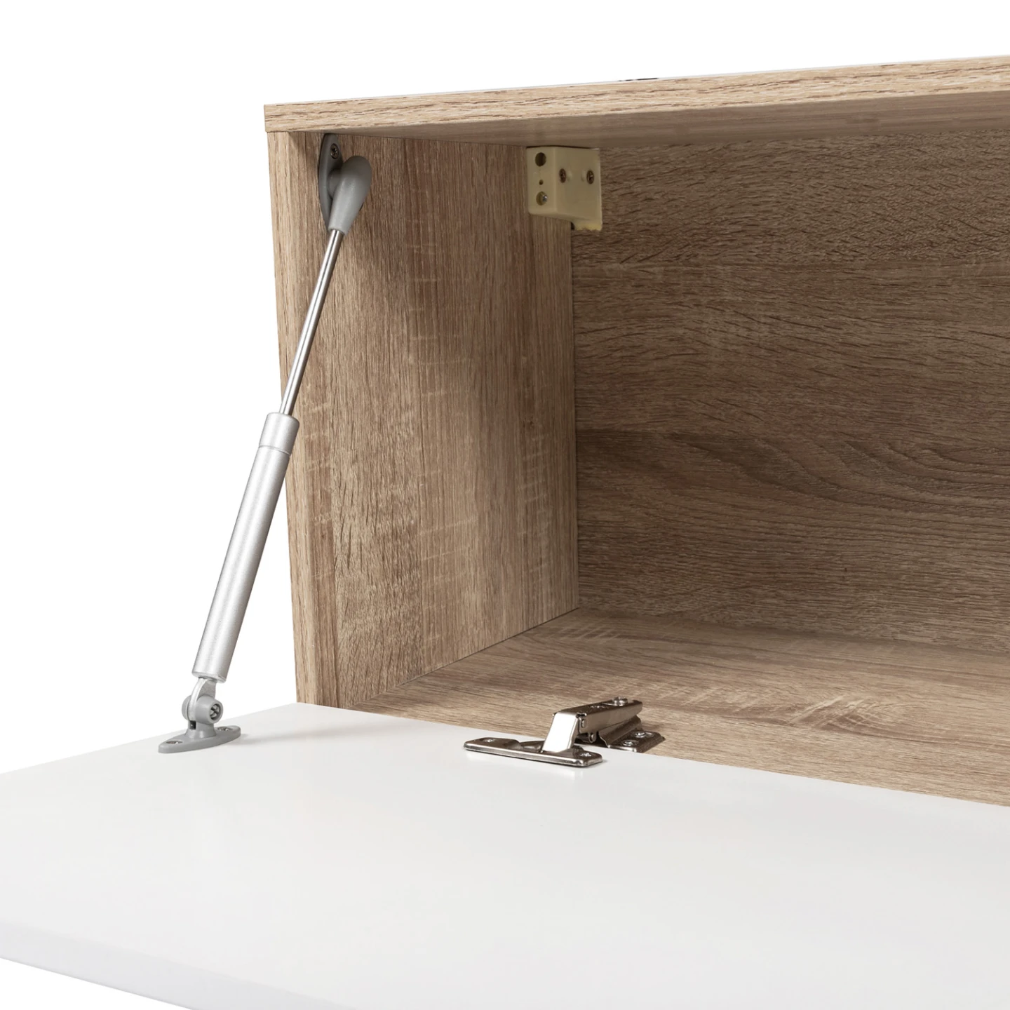Meuble TV 180 cm suspendu ELIO 2 portes bois et blanc