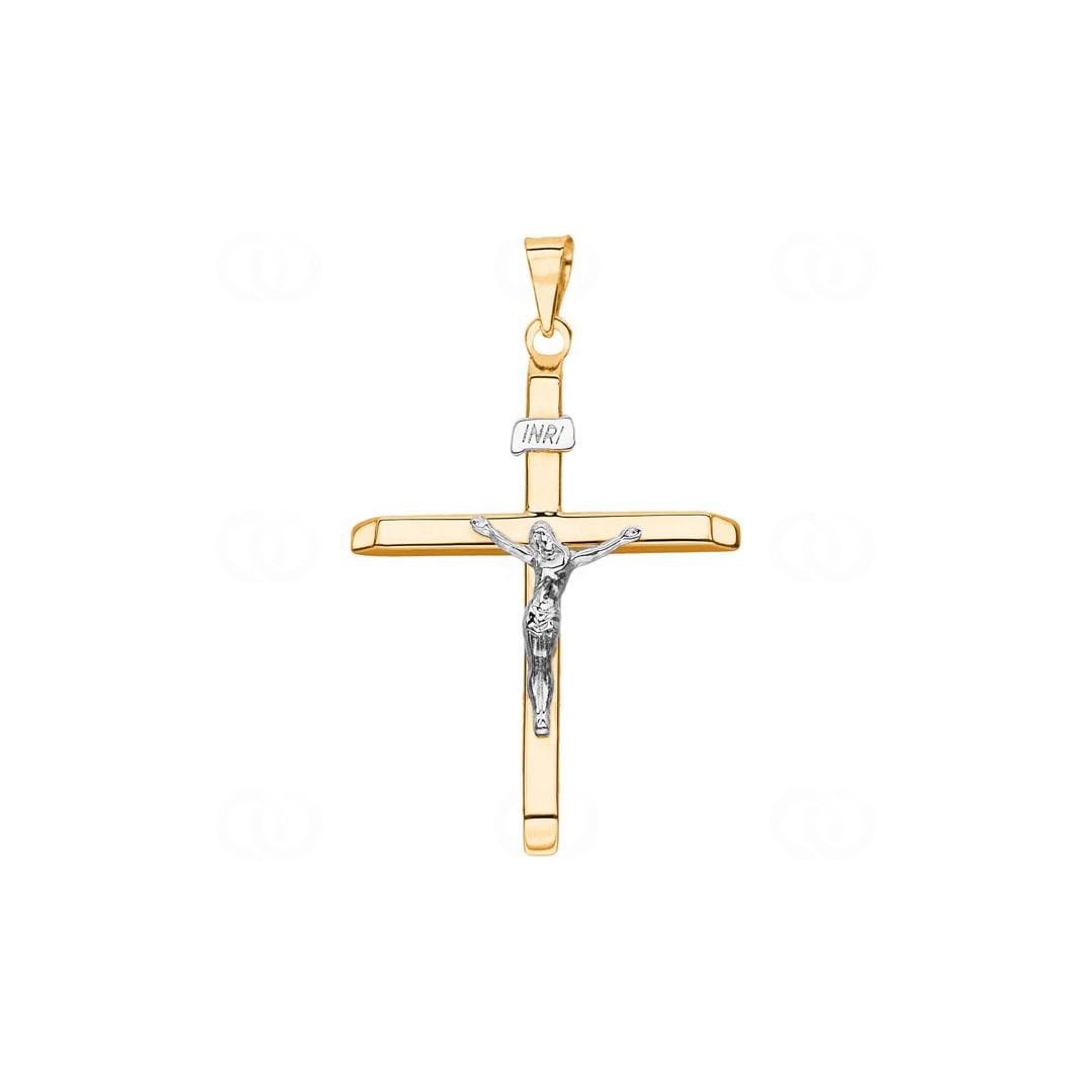 Anhänger 750/18 K Gelbgold Kreuz mit Jesus 38 x 27mm