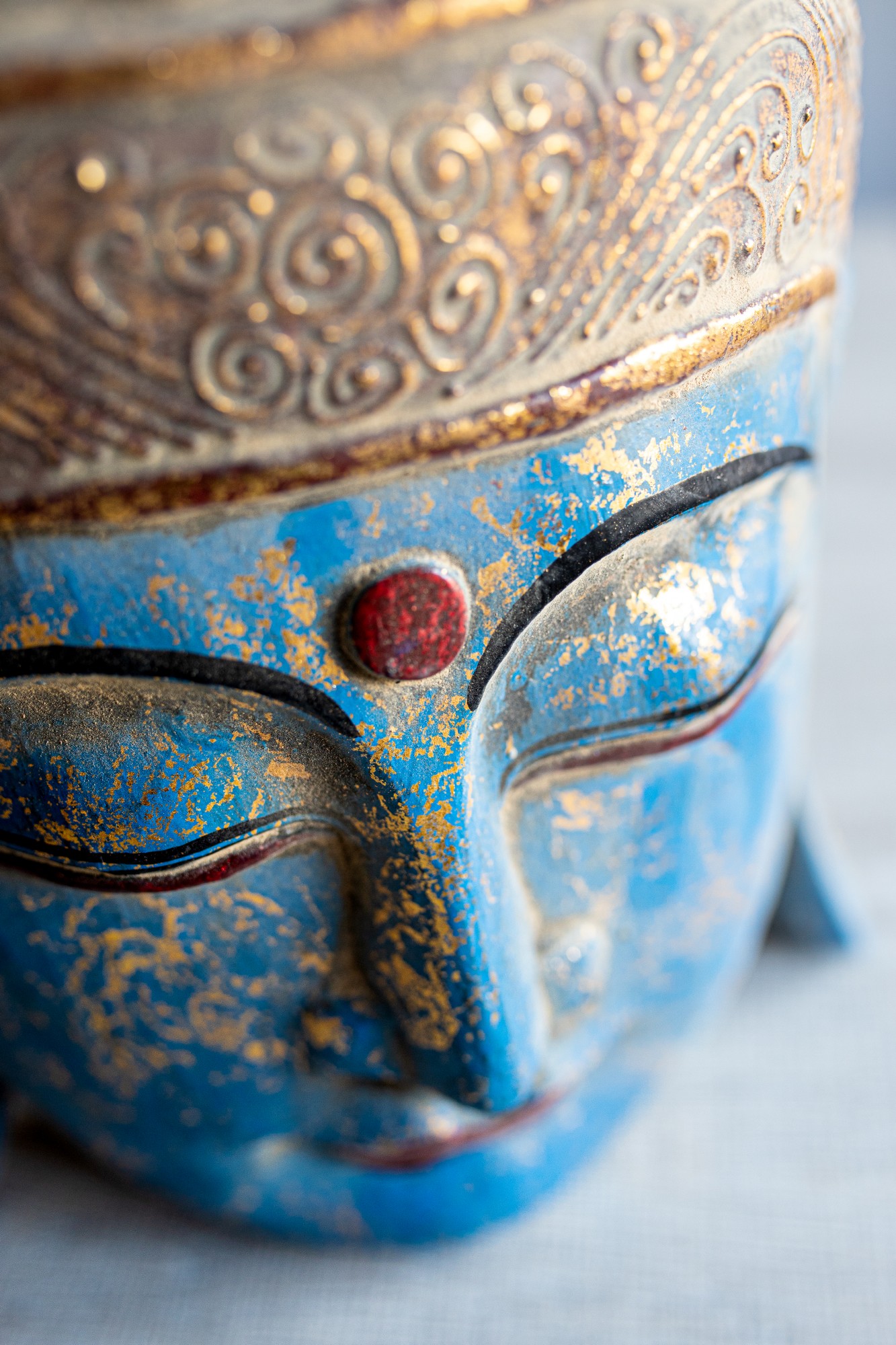 Buddha-Maske, blau, H 32 cm, B 22 cm, T 10 cm von fischer's lagerhaus