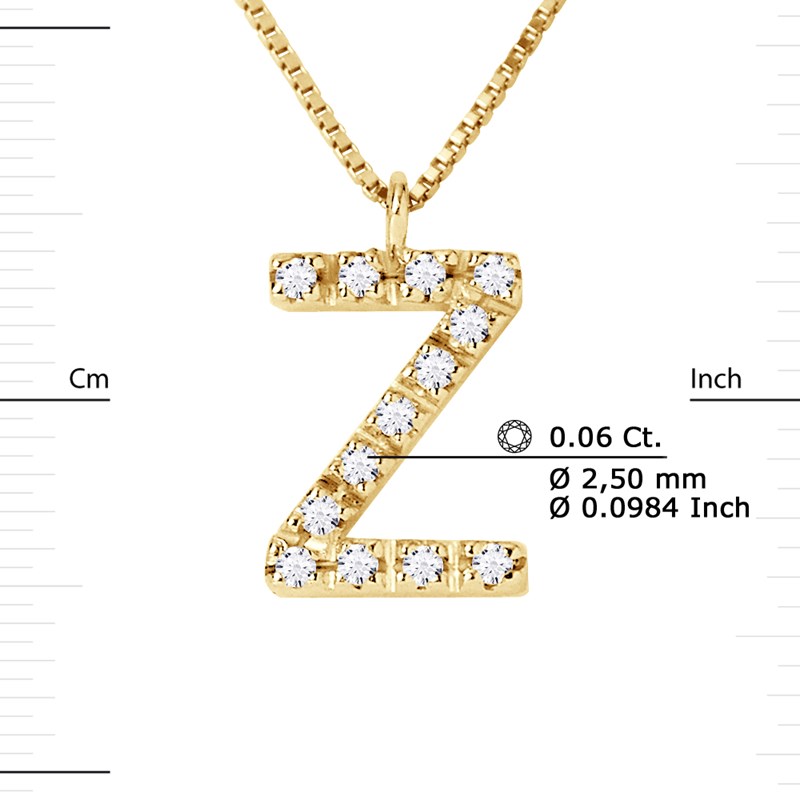 Collier ALPHABET Diamants 0,06 Cts  LETTRE 